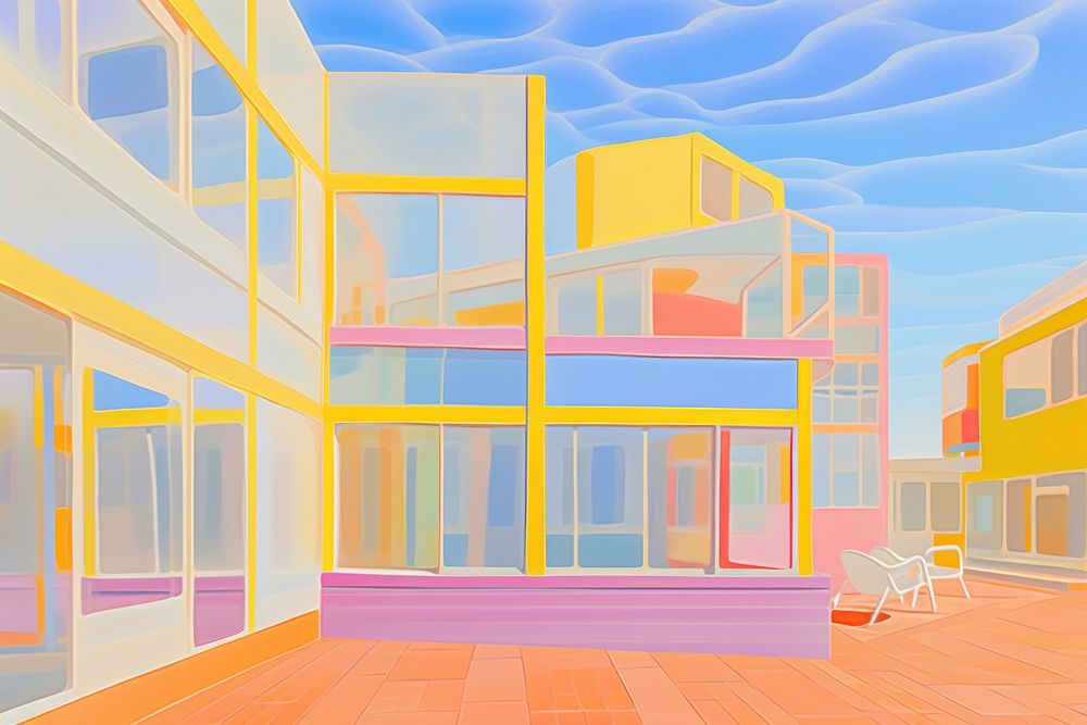 Modern architecture building painting house. AI generated Image by rawpixel.