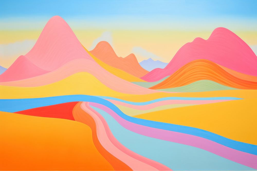 Mountain painting backgrounds drawing. AI generated Image by rawpixel.