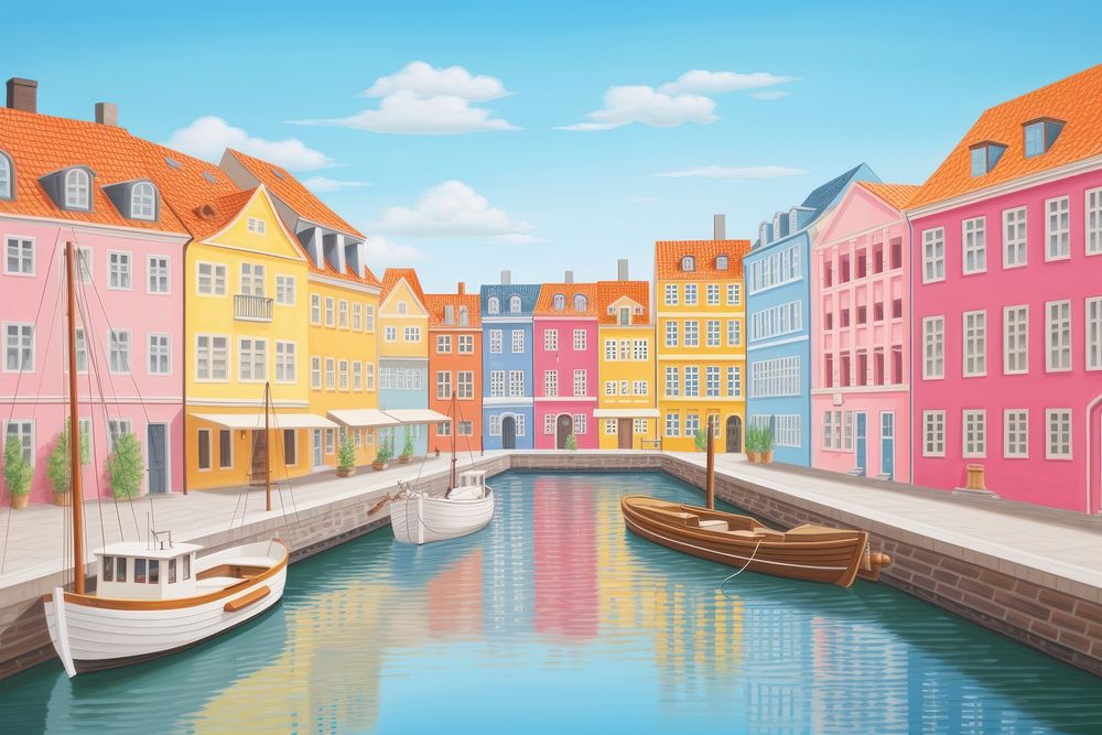 Nyhavn canal architecture waterfront cityscape. AI generated Image by rawpixel.