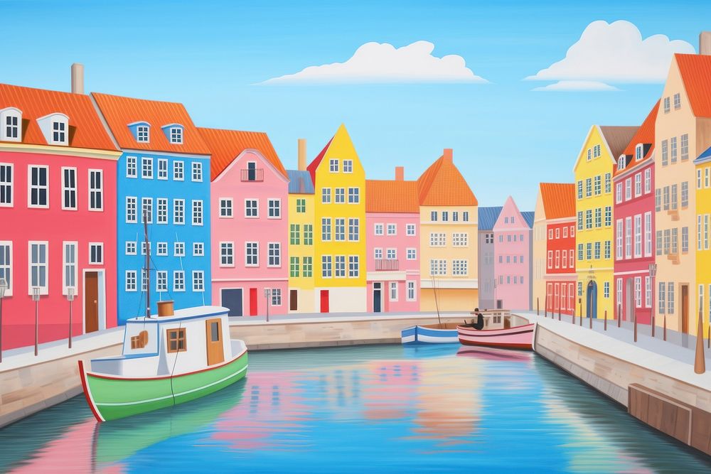 Nyhavn canal architecture waterfront building. AI generated Image by rawpixel.