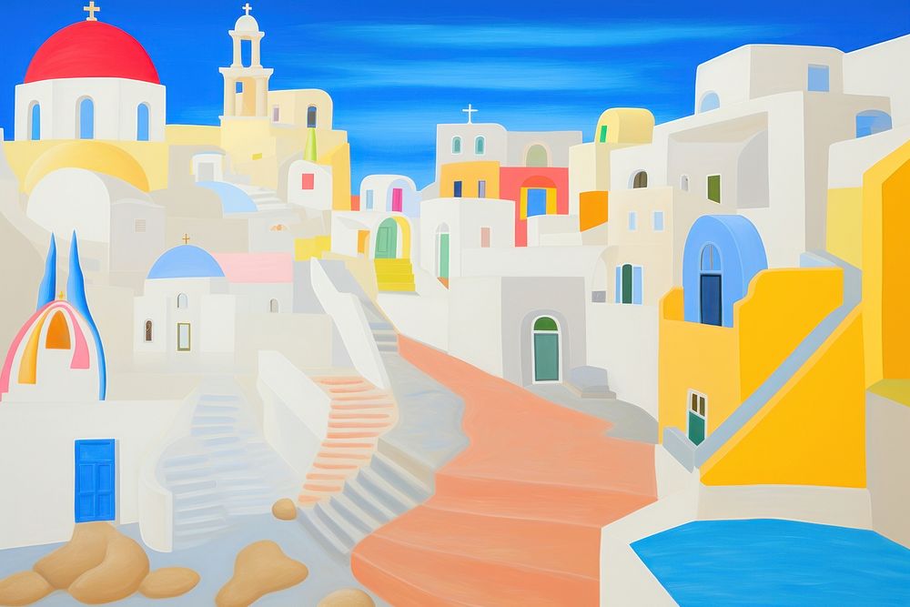 Santorini painting backgrounds outdoors. AI generated Image by rawpixel.