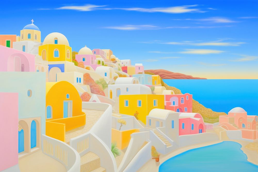 Santorini outdoors painting nature. AI generated Image by rawpixel.