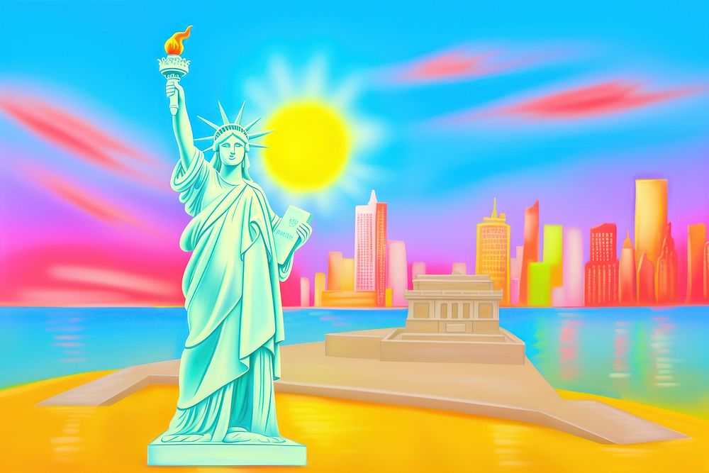 Statue of liberty city representation independence. AI generated Image by rawpixel.