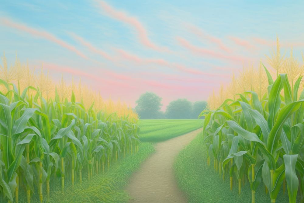 Corn filed agriculture landscape outdoors. AI generated Image by rawpixel.