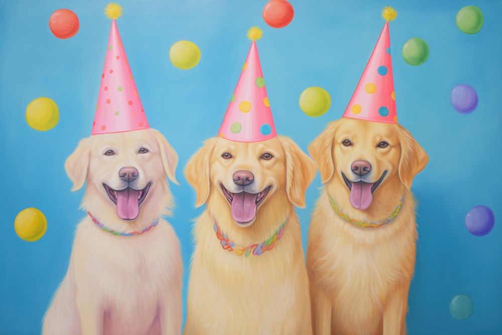 Dogs wearing party hat birthday mammal animal. AI generated Image by rawpixel.