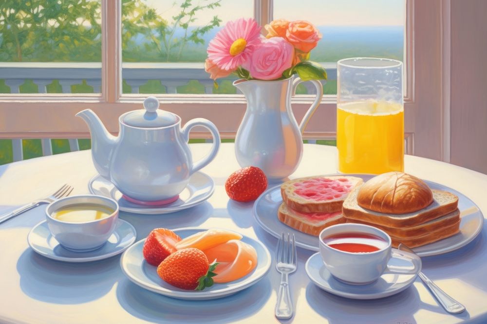 English breakfast painting brunch plate. AI generated Image by rawpixel.