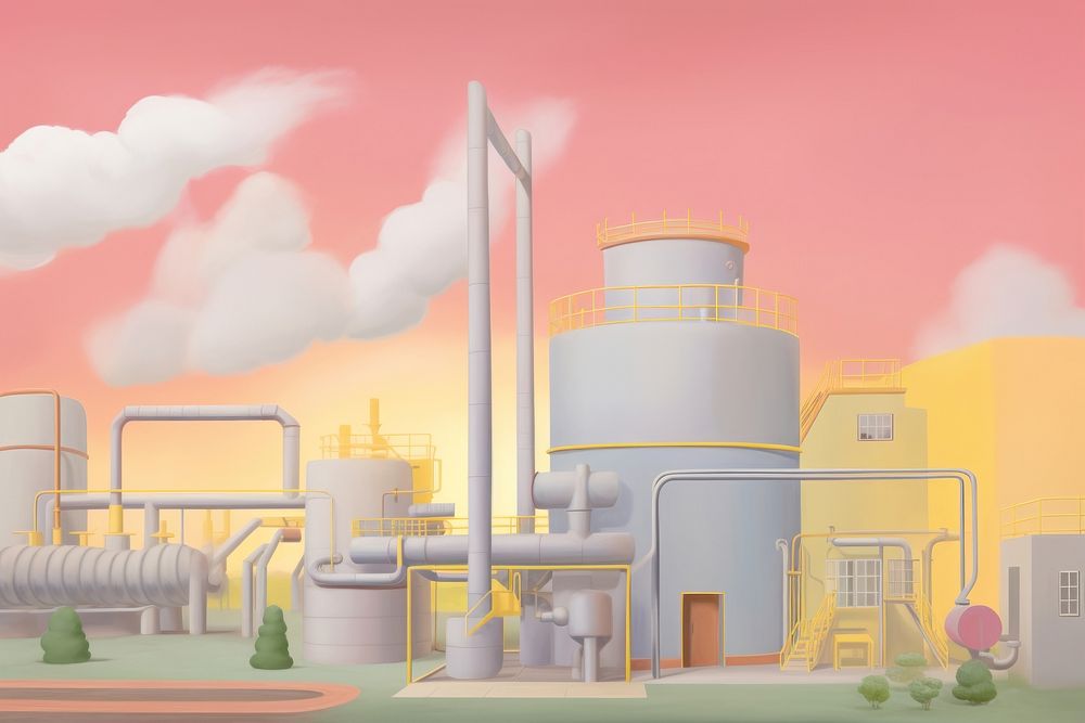 Factory architecture pollution refinery. AI generated Image by rawpixel.