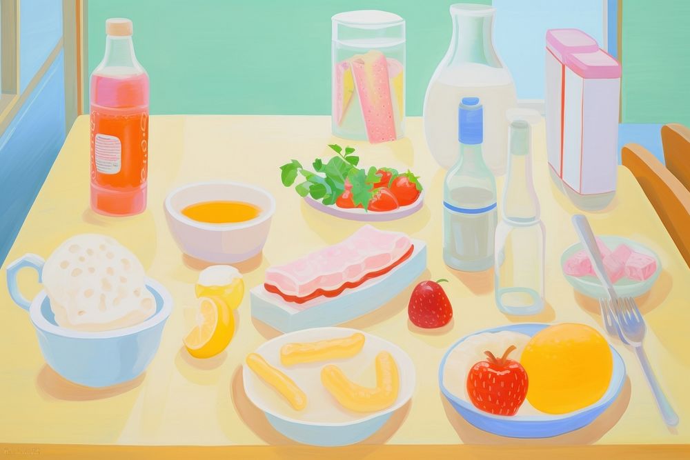 Healthy breakfast painting plate lunch. AI generated Image by rawpixel.