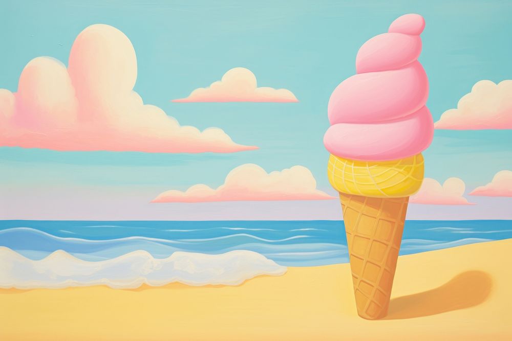 Ice cream painting dessert outdoors. AI generated Image by rawpixel.