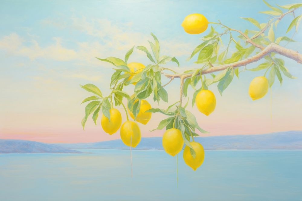 Lemon branch painting plant fruit. AI generated Image by rawpixel.