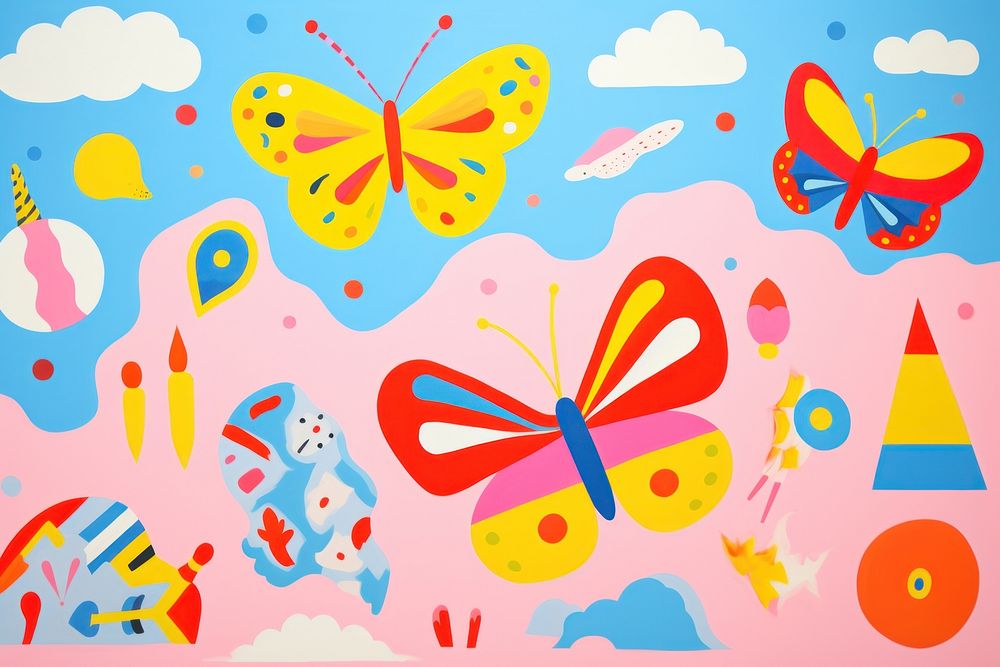 Butterfly pattern backgrounds painting drawing. AI generated Image by rawpixel.