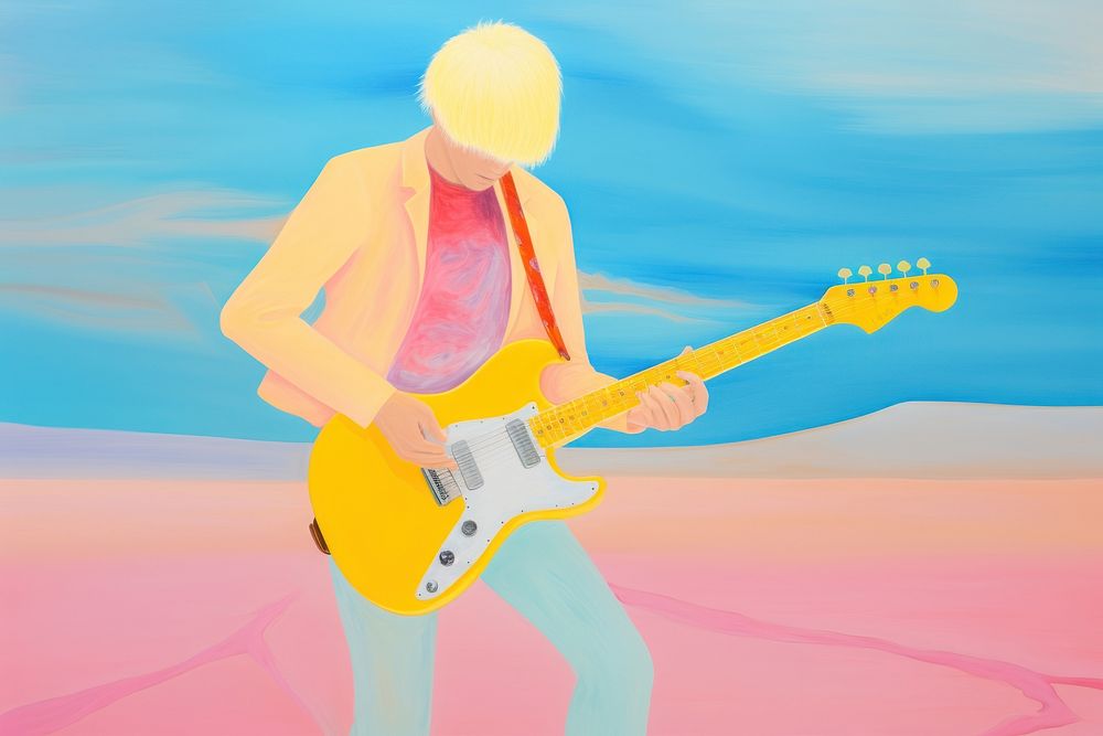 Person playing guitar painting musician performance. AI generated Image by rawpixel.