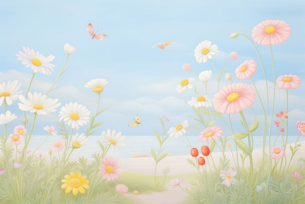 Summer flowers painting backgrounds outdoors. AI generated Image by rawpixel.