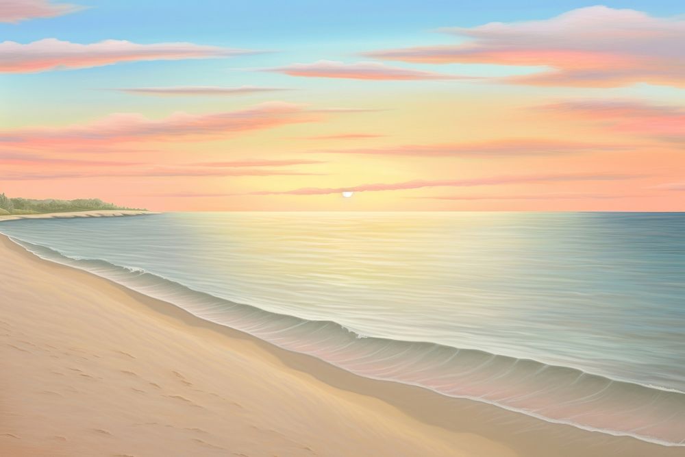 Sunset beach landscape outdoors horizon. AI generated Image by rawpixel.
