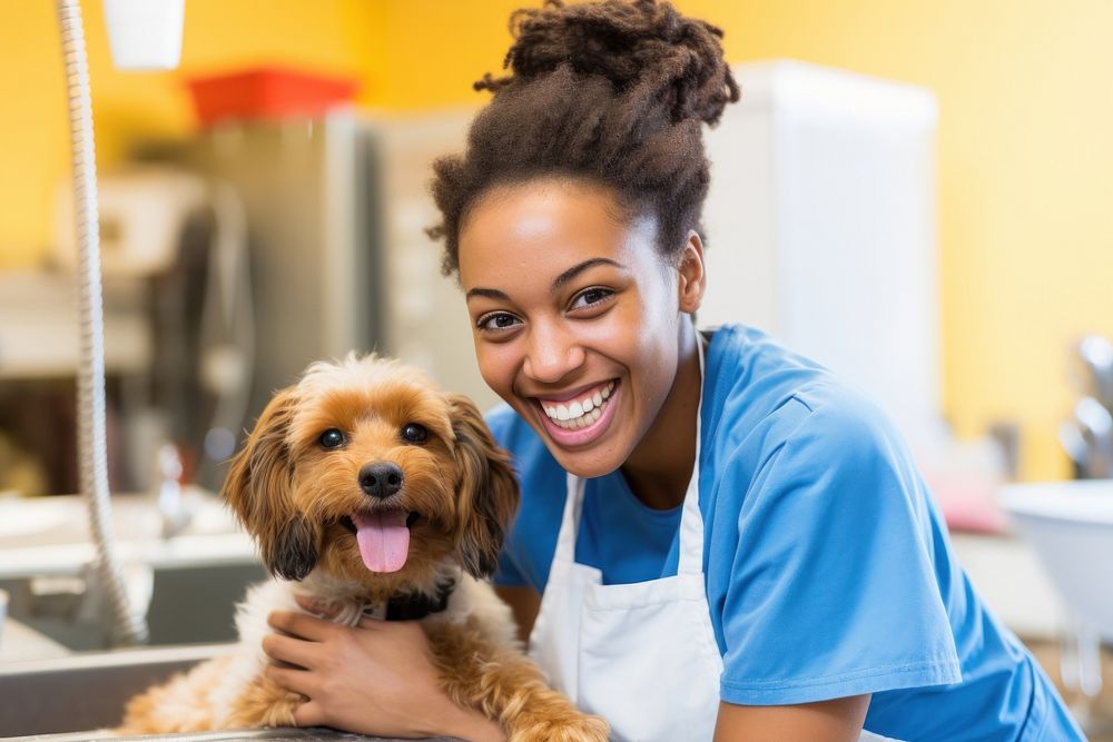 Dog african american women pet veterinarian. AI generated Image by rawpixel.