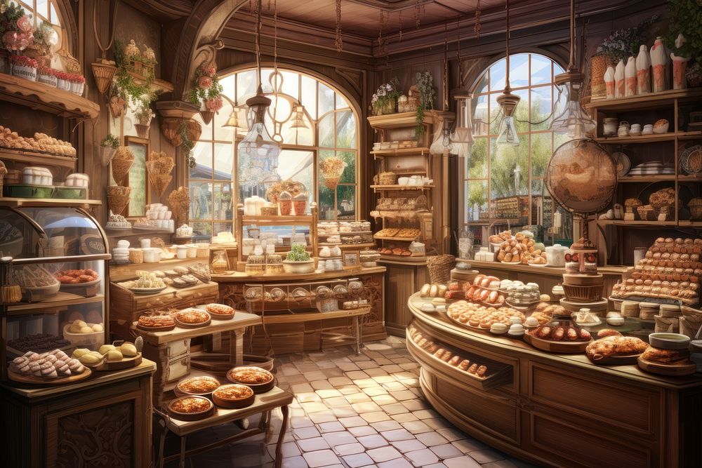 Bakery shop bread food architecture. AI generated Image by rawpixel.