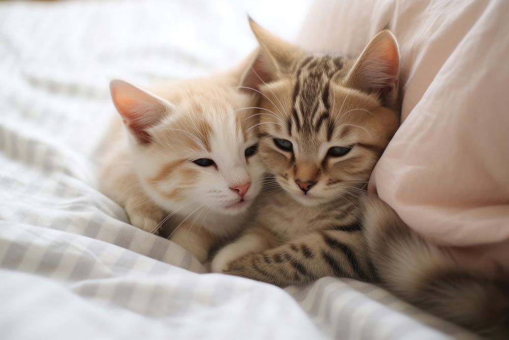 Couple Cat Hugging Bed Blanket 