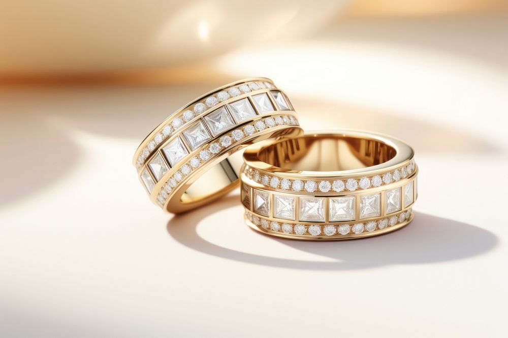 Two diamond rings jewelry white gold. AI generated Image by rawpixel.