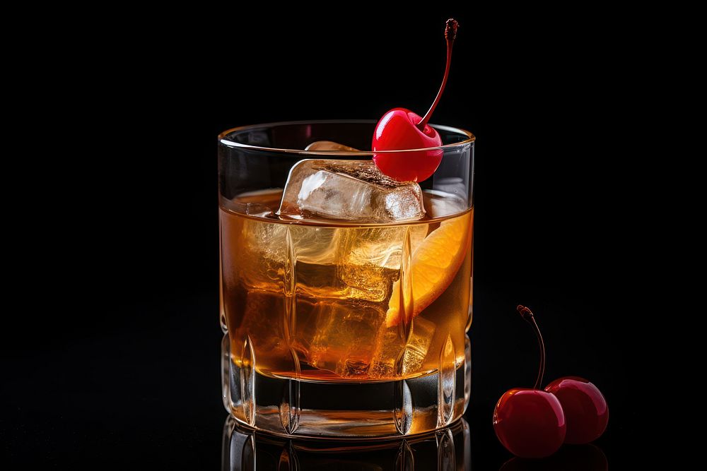 Classic Old Fashioned Cocktail cocktail drink fruit. AI generated Image by rawpixel.