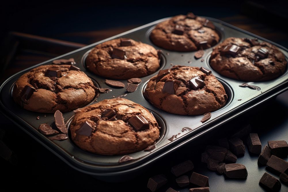 Chocolate cookie muffin dessert baked. AI generated Image by rawpixel.