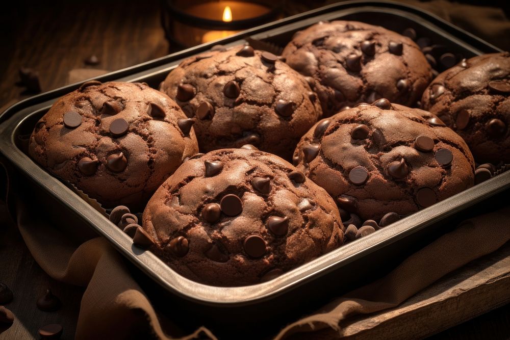 Chocolate cookie dessert muffin food. AI generated Image by rawpixel.