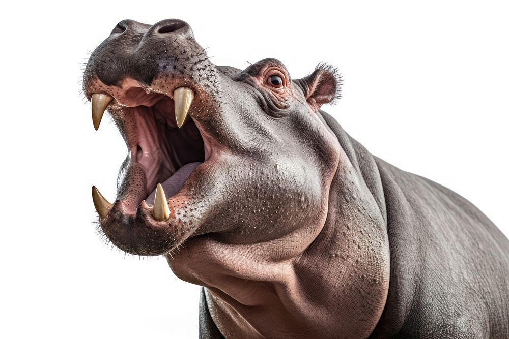 Hippopotamus open mouth wildlife animal mammal. AI generated Image by rawpixel.