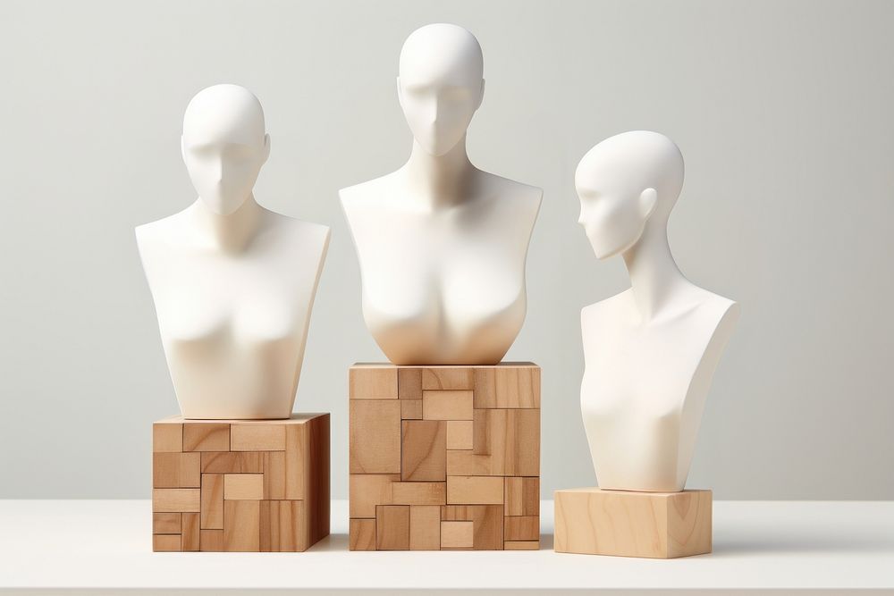 White mannequin figurines stand wood face representation. AI generated Image by rawpixel.