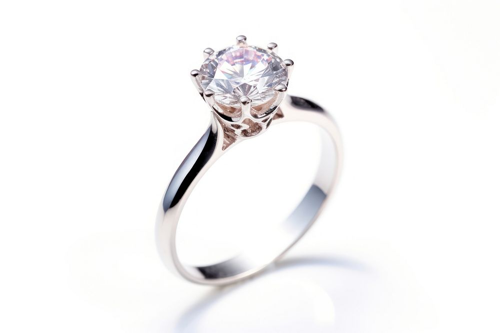 Silver Ring with a Diamond diamond ring platinum. AI generated Image by rawpixel.