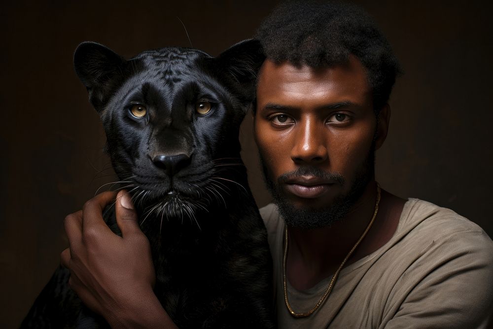 Afrigan with panther pet portrait mammal animal. AI generated Image by rawpixel.