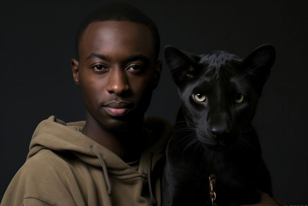Afrigan with panther pet portrait animal mammal. AI generated Image by rawpixel.