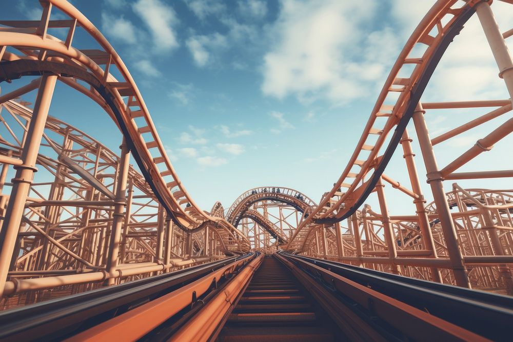 Roller coaster bridge track amusement park. AI generated Image by rawpixel.