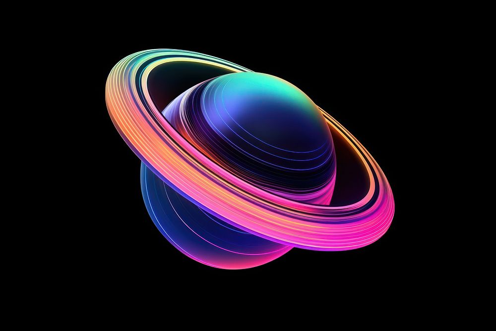 Saturn night space neon. AI generated Image by rawpixel.