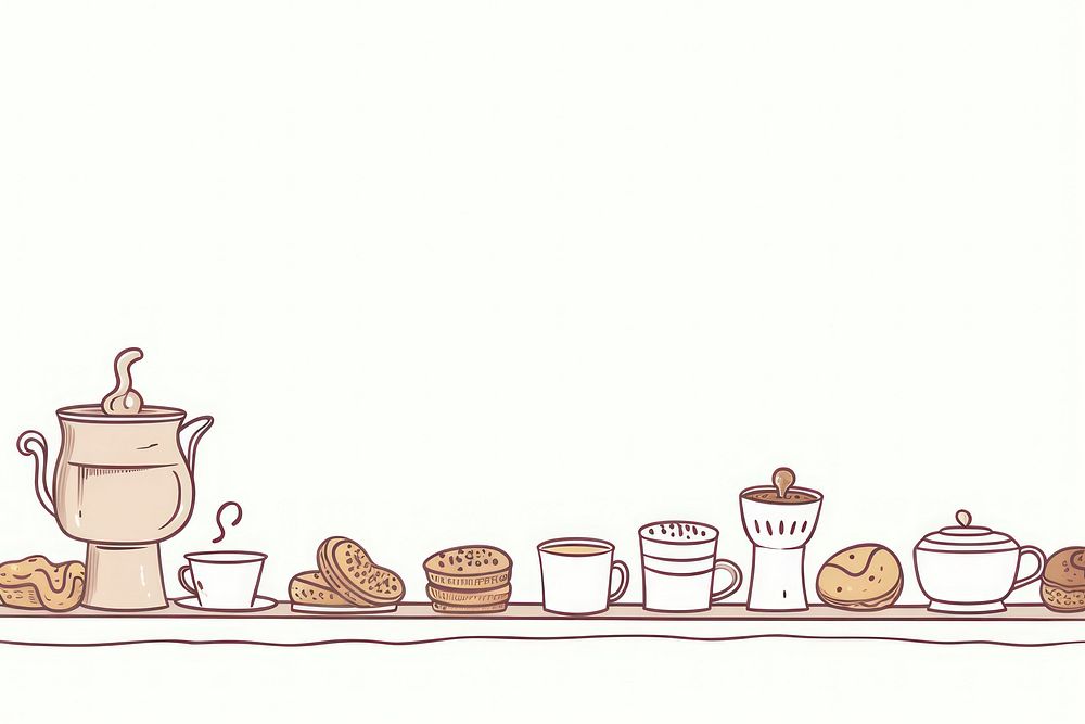 Coffe cup and bakery drawing food mug. AI generated Image by rawpixel.