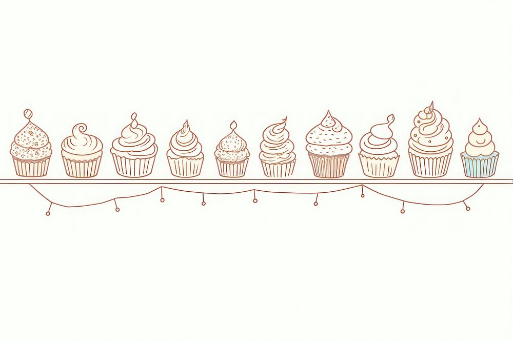 Cupcake dessert drawing sketch. AI generated Image by rawpixel.