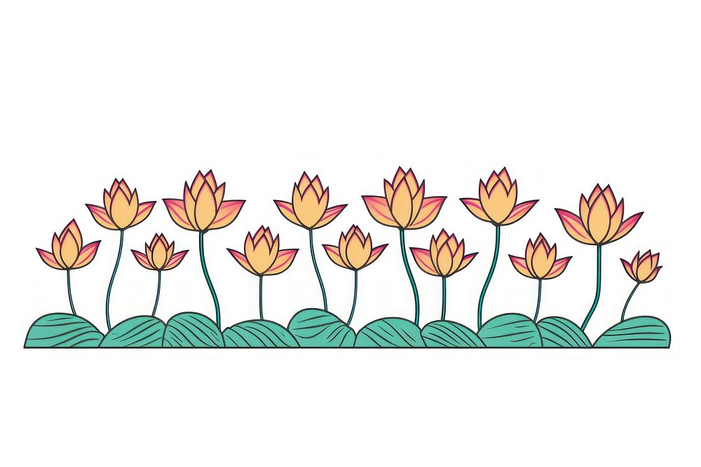 Lotus flowers graphics pattern drawing. AI generated Image by rawpixel.