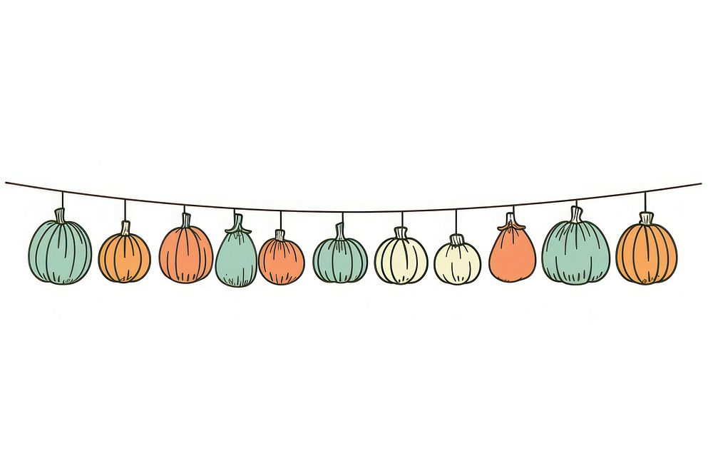 Pumpkins white background illuminated clothesline. AI generated Image by rawpixel.
