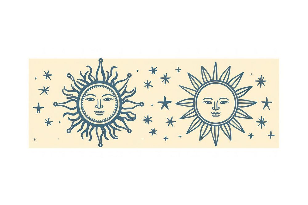 Sun and moon graphics pattern drawing. AI generated Image by rawpixel.