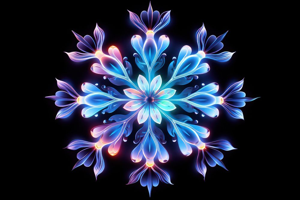 Snowflake pattern neon art. AI generated Image by rawpixel.