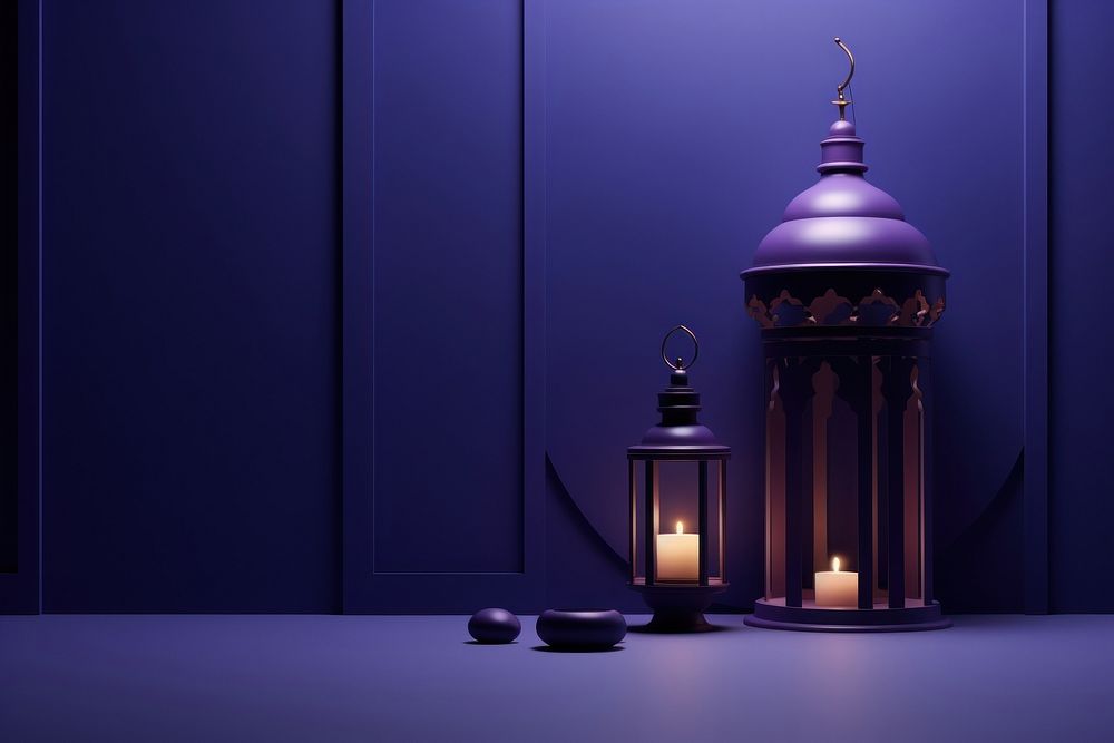 Islamic holiday lantern purple architecture. AI generated Image by rawpixel.