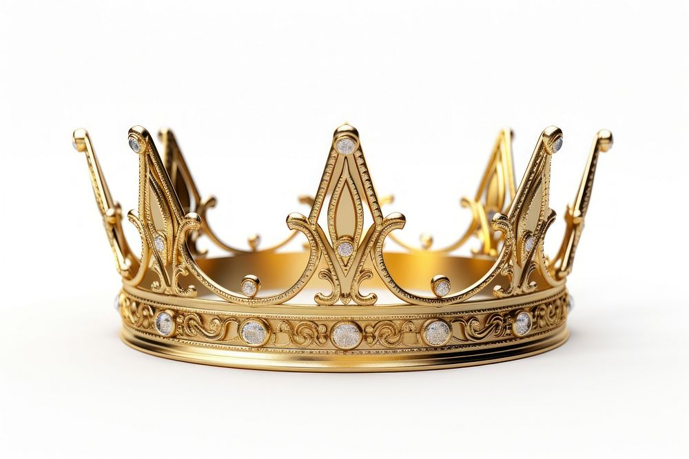 A crown jewelry gold white background. AI generated Image by rawpixel.