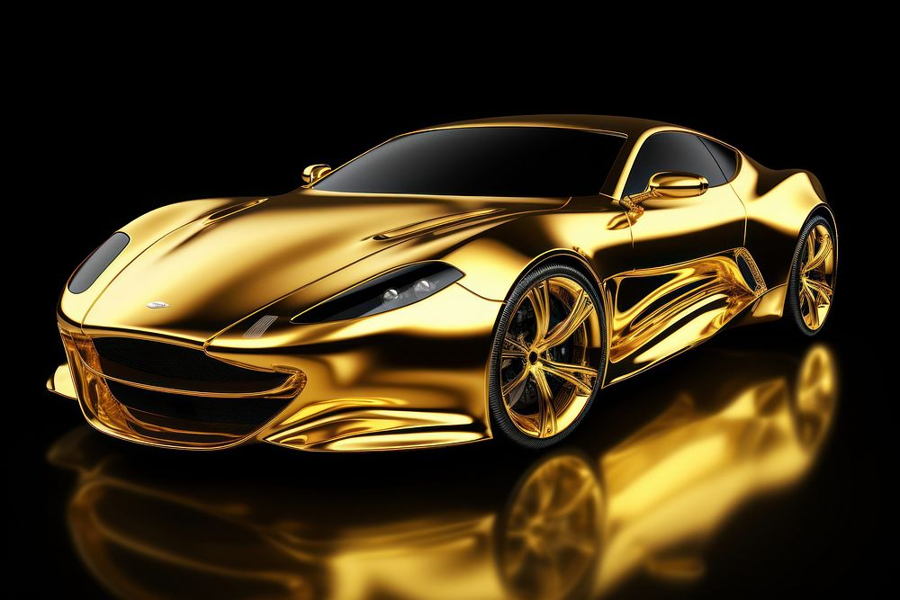 A gold car vehicle wheel transportation. AI generated Image by rawpixel.