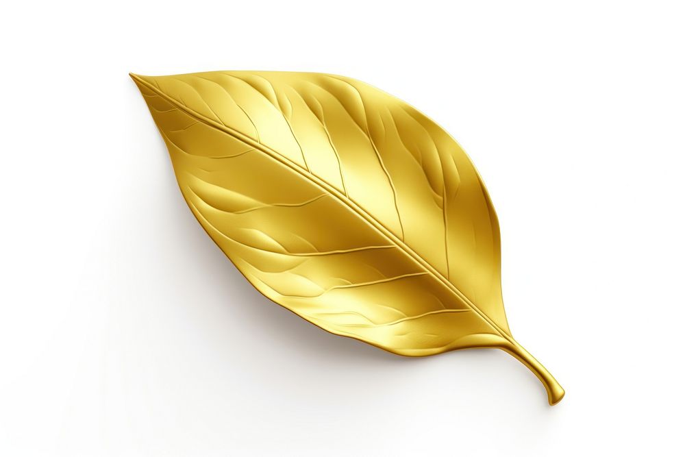 A leaf plant gold white background. AI generated Image by rawpixel.