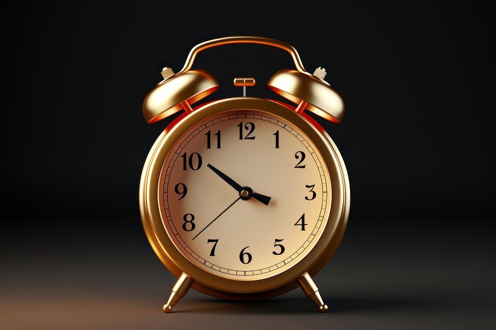 Alarm clock gold furniture deadline. AI generated Image by rawpixel.