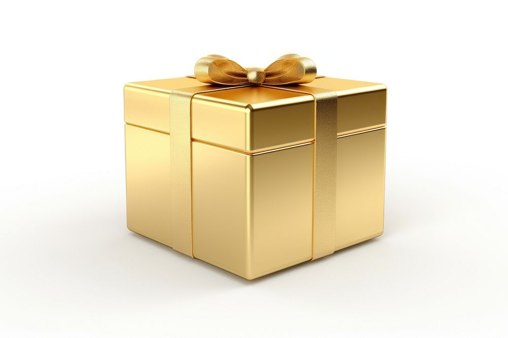 Box gift gold white background. AI generated Image by rawpixel.