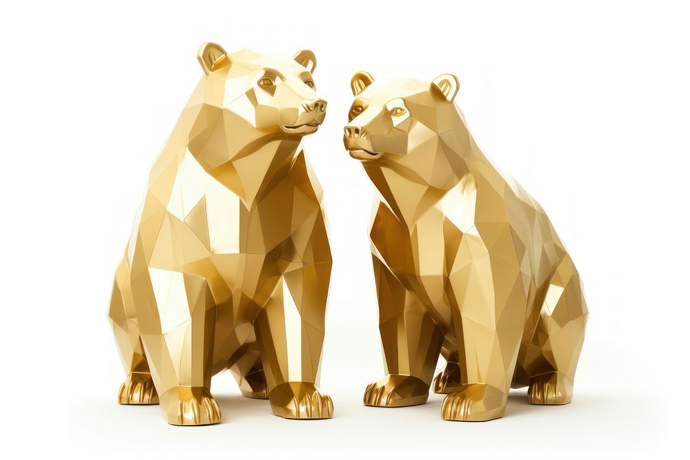 Couple bears gold mammal animal. AI generated Image by rawpixel.