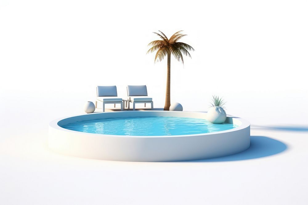 Swimming Pool furniture plant chair. AI generated Image by rawpixel.