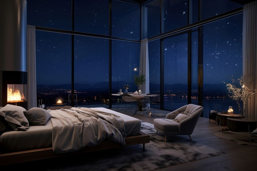 The starry sky with milky way architecture furniture building. AI generated Image by rawpixel.