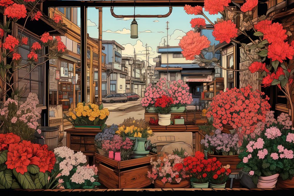 Flower shop art outdoors plant. AI generated Image by rawpixel.