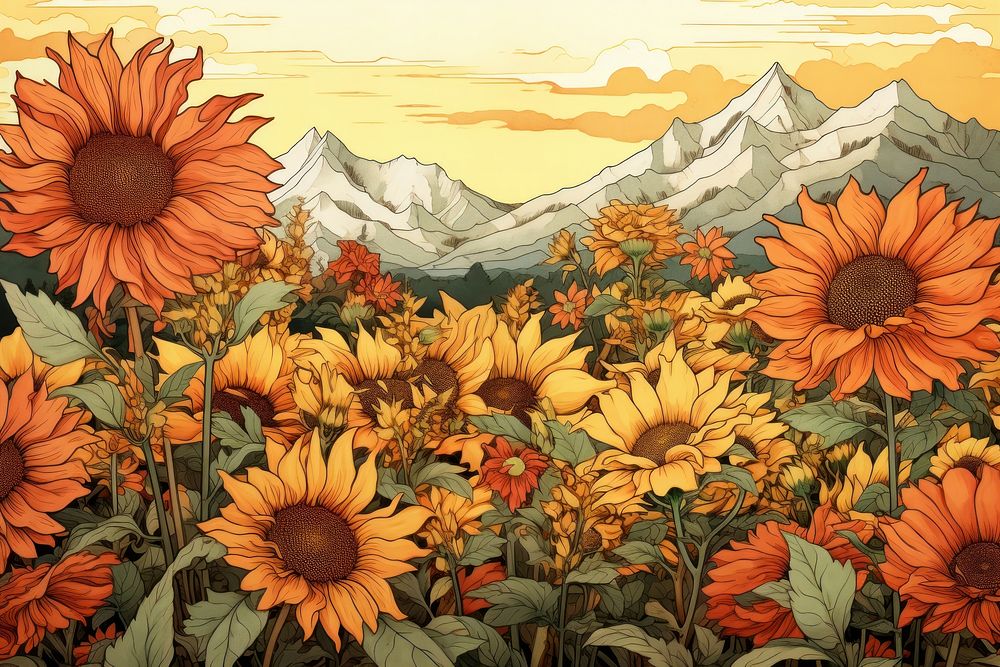Stunning sunflower field backgrounds landscape outdoors. AI generated Image by rawpixel.
