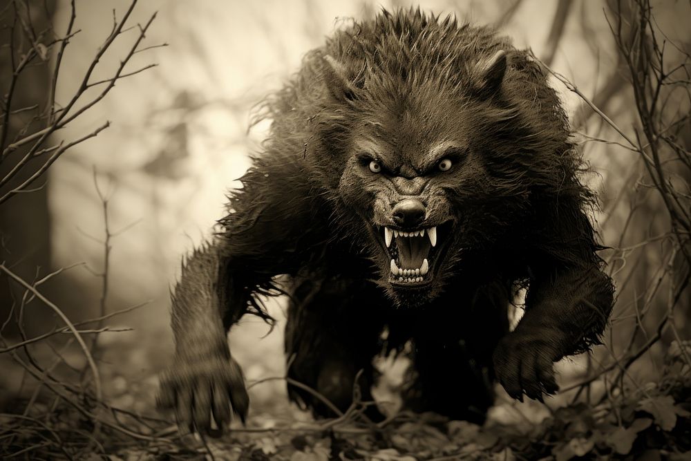 Werewolf wildlife mammal animal. AI generated Image by rawpixel.